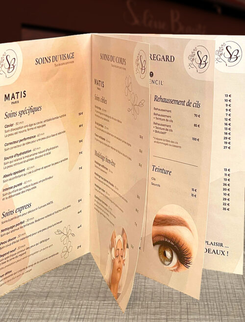 Solène beauté carte produits dépliant